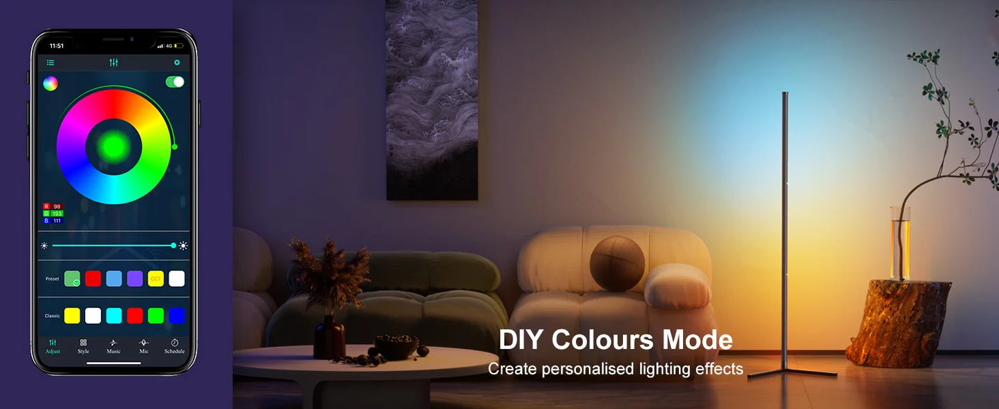 RGB CORNER LAMP + REMOTE/BLUETOOTH